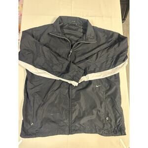Vintage Y2K Nike Nylon Fleece Jacket Men’s XL Embroidered Swoosh Black Windbreak